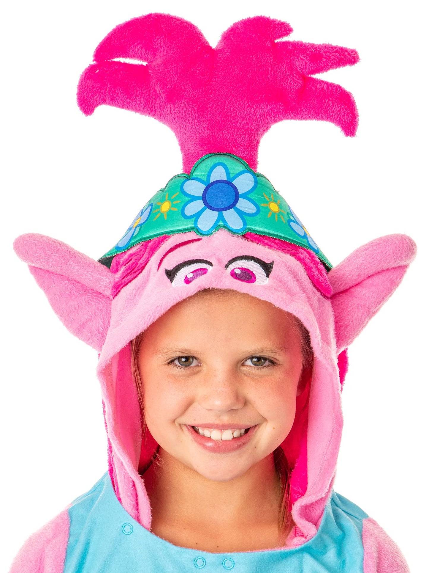 Intimo Dreamworks Trolls Movie Girls' Poppy Character Hooded Costume Nightgown Sleep Shirt (7/8) Multicolored