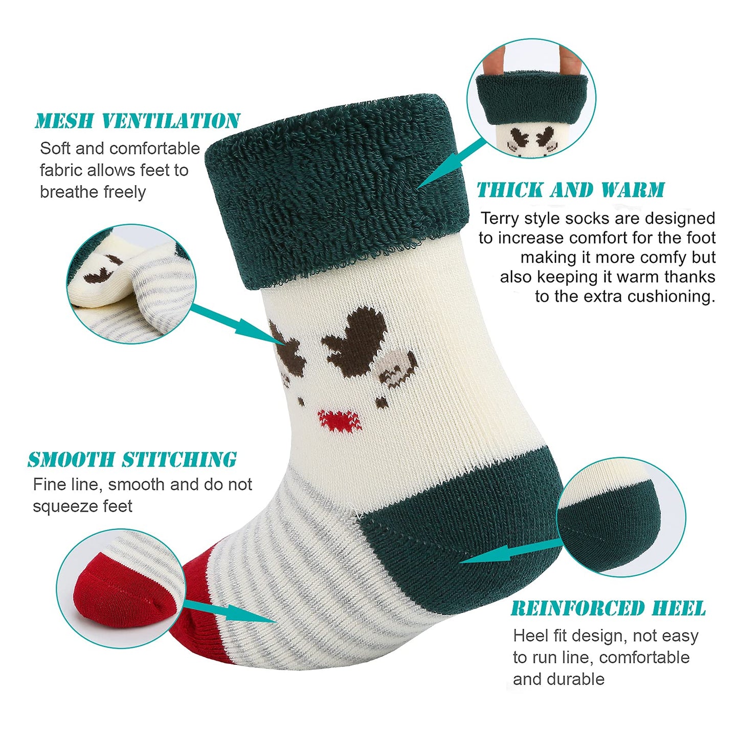Human Feelings Christmas Baby Boy Socks Girl Babies Infant Sock Wool Toddler 0-6 Months Cotton Rich First 4Pair