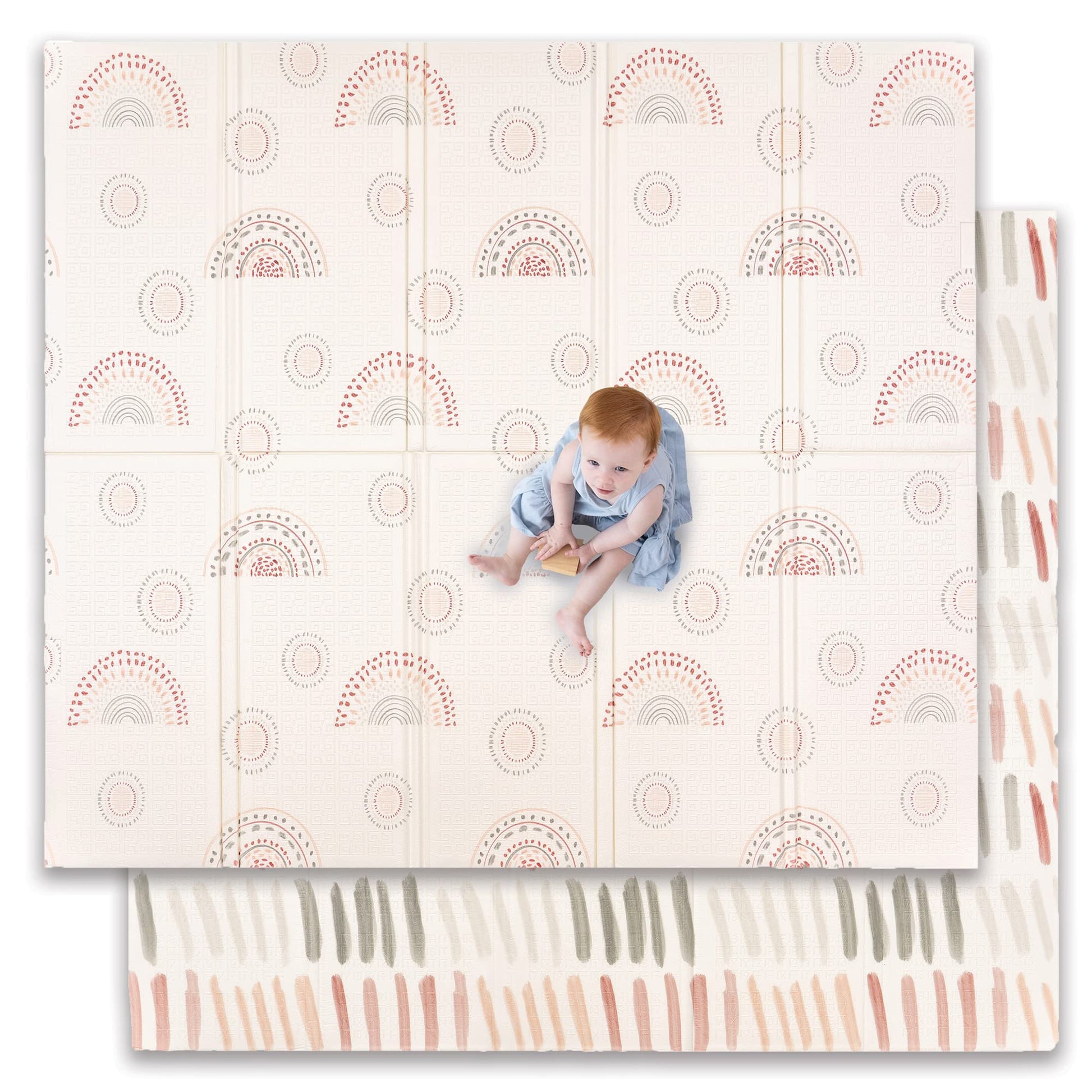 JumpOff Jo Baby Play Mat - Extra Large Folding Foam Play Mat for Infants, Babies, Toddlers, Waterproof, Double-Sided (77 x 70) -