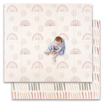 JumpOff Jo Baby Play Mat - Extra Large Folding Foam Play Mat for Infants, Babies, Toddlers, Waterproof, Double-Sided (77 x 70) -