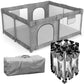PATYWAGA Foldable Baby Playpen with Gate, Extra Large Collapsible Play Yard for Babies & Toddlers, Portable Travel Play Pen with