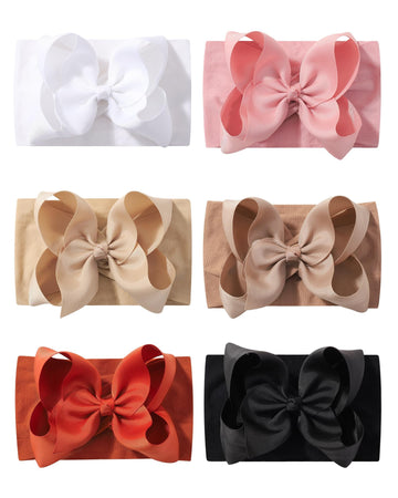 Doboi 6Pcs Baby Girl Headbands - Ribbon Bow Nylon Hair Accessories For Infants, Newborns, And Toddlers