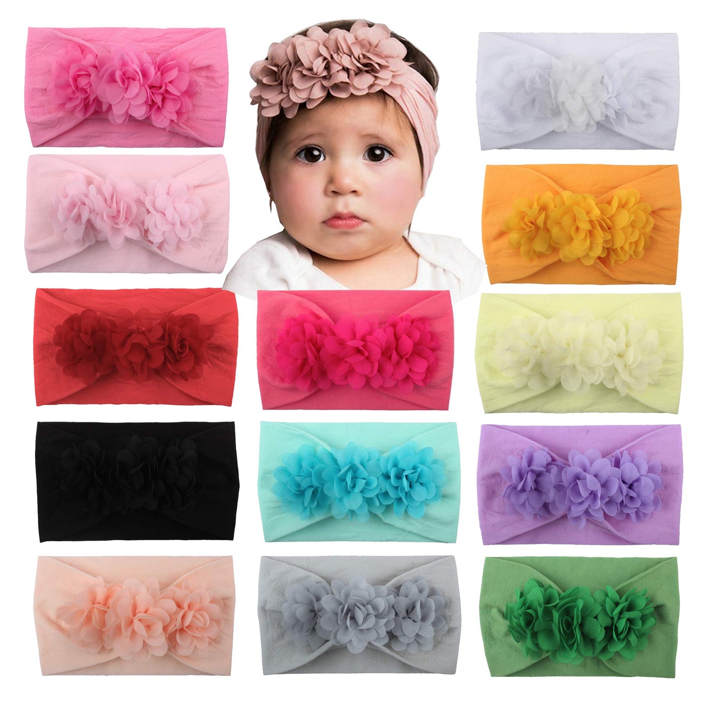 Wzt Stretchy Knot Nylon Baby Headbands For Newborn Baby Girls Infant Toddlers Kids Bows Child Hair Accessories