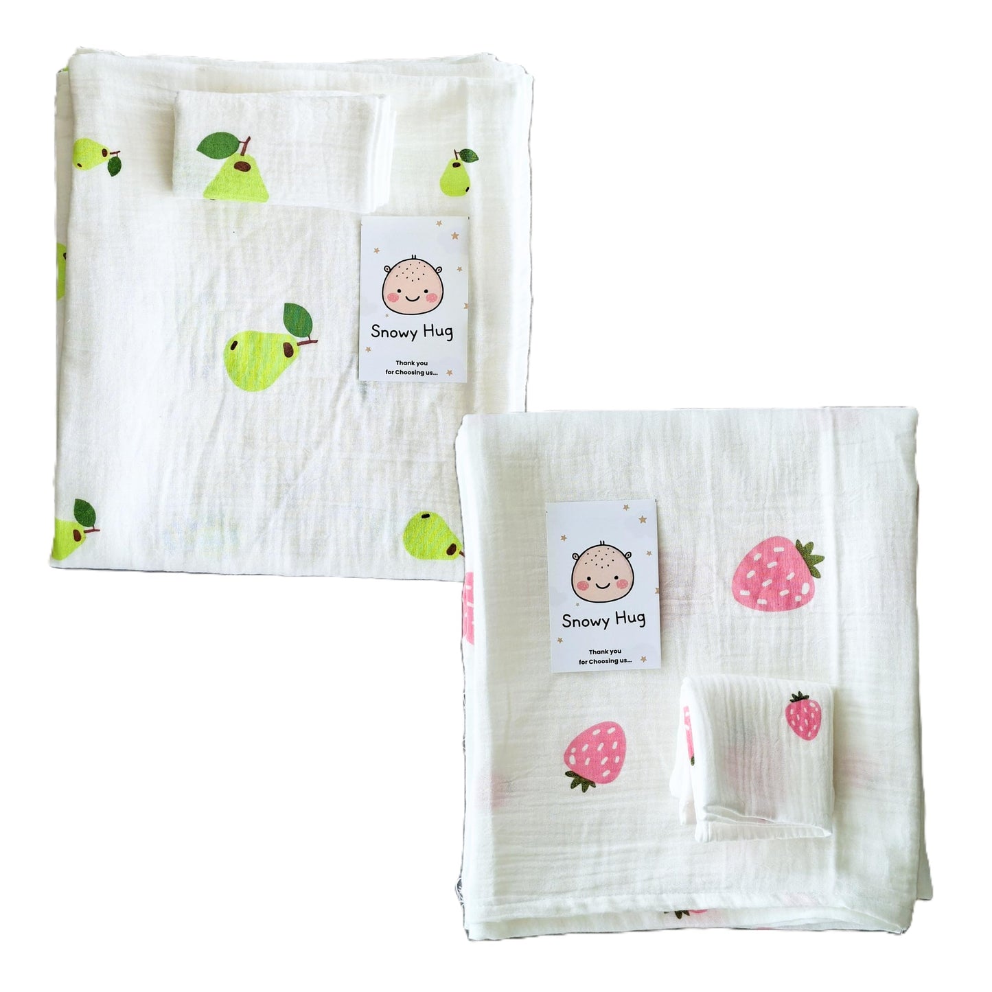 Snowy Hug Swaddle For New Born Baby 100% Soft Cotton Muslin | Lightweight, Breathable Multipurpose Swaddlers Wrap Set Combo Wash