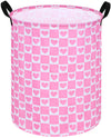 ACMUUNI 19.7 Inch Round Pink Valentines Day Laundry Clothes Hamper Laundry Basket with Handles,Storage Organizer Bins Laundry G
