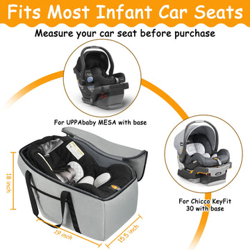 Car Seat Travel Bag Fits Chicco Keyfit 30, Uppababy Mesa, Nuna Pipa Lite, Padded Infant Gate Check Bag For Air Travel, Durable C