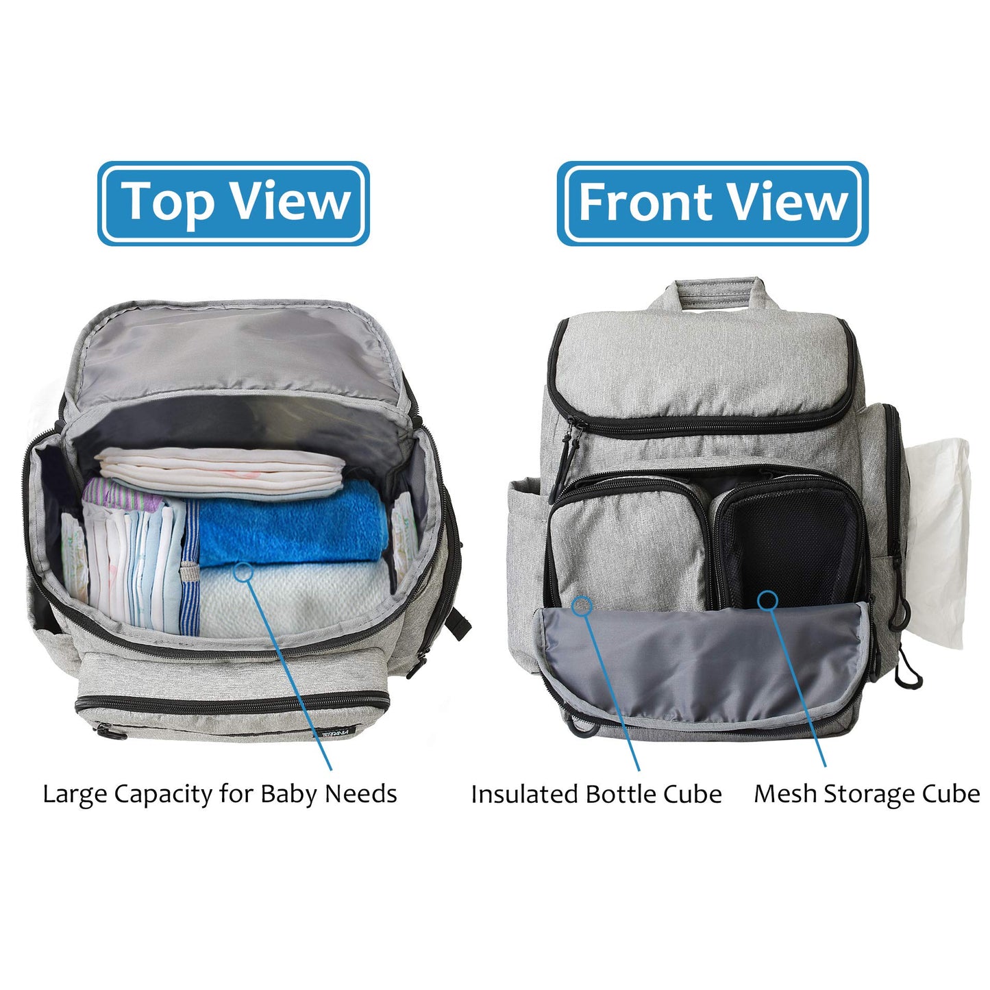 Baby Diaper Bag Backpack With Changing Pad, Changing Backpack With 13 Pockets And Stroller Straps, Large Capacity, Grey, Best Gi