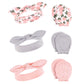 Hudson Baby Baby Girls Unisex Cotton Scratch Mitten Set Headband, Pink Peony, 0-6 Months Us
