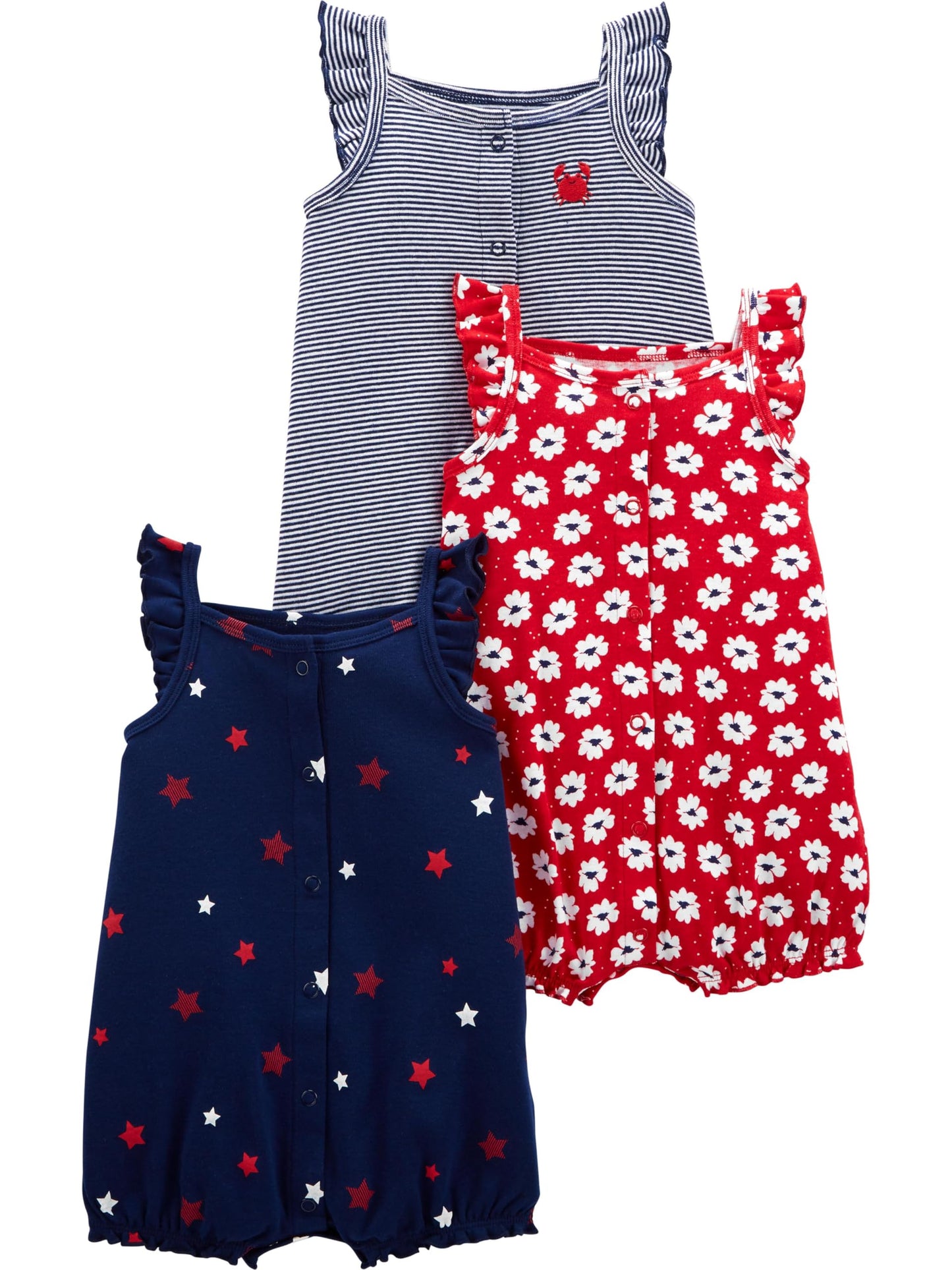 Simple Joys by Carters Baby Girls 3-Pack Snap-up Rompers