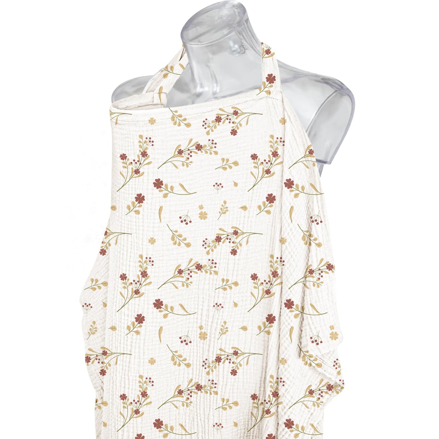 Konssy Muslin Nursing Cover For Baby Breastfeeding, Breathable 100% Cotton Breastfeeding Cover With Rigid Hoop For Mother Nursin