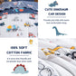 Djy 4 Pieces Cotton Toddler Bedding Set, Dinosaur Cars Reversible Toddler Bed Comforter Set For Kids Boys Girls, Includes Quilte
