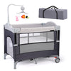 Joymor 4 In 1 Pack And Play, Baby Bedside Bassinet, Sturdy Play Yard With Padded Mat And Toy Bar With Soft Toys