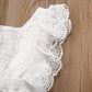 Infant Baby Girl Lace Rompers V-Back Bowknot Bodysuit Cute Newborn Ruffle Clothes White (White, 6-12 Months)
