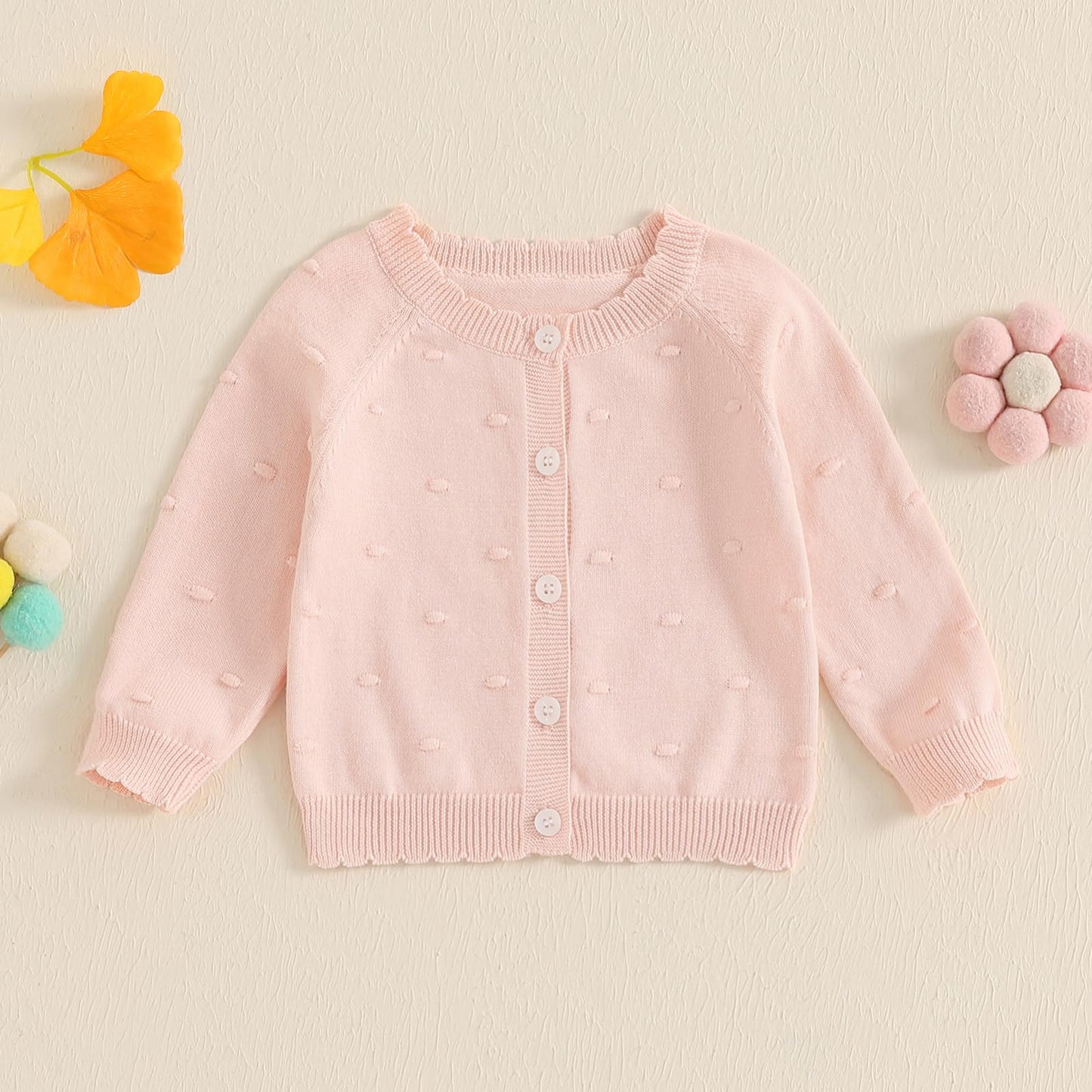 Infant Baby Girl Cardigan Sweater Long Sleeve Button Up Knit Sweatshirt Jacket Toddler Baby Girl Fall Outfits (Pink, 6-9 Months)
