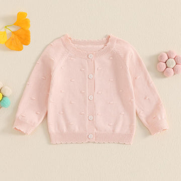 Infant Baby Girl Cardigan Sweater Long Sleeve Button Up Knit Sweatshirt Jacket Toddler Baby Girl Fall Outfits (Pink, 5-6 Years)