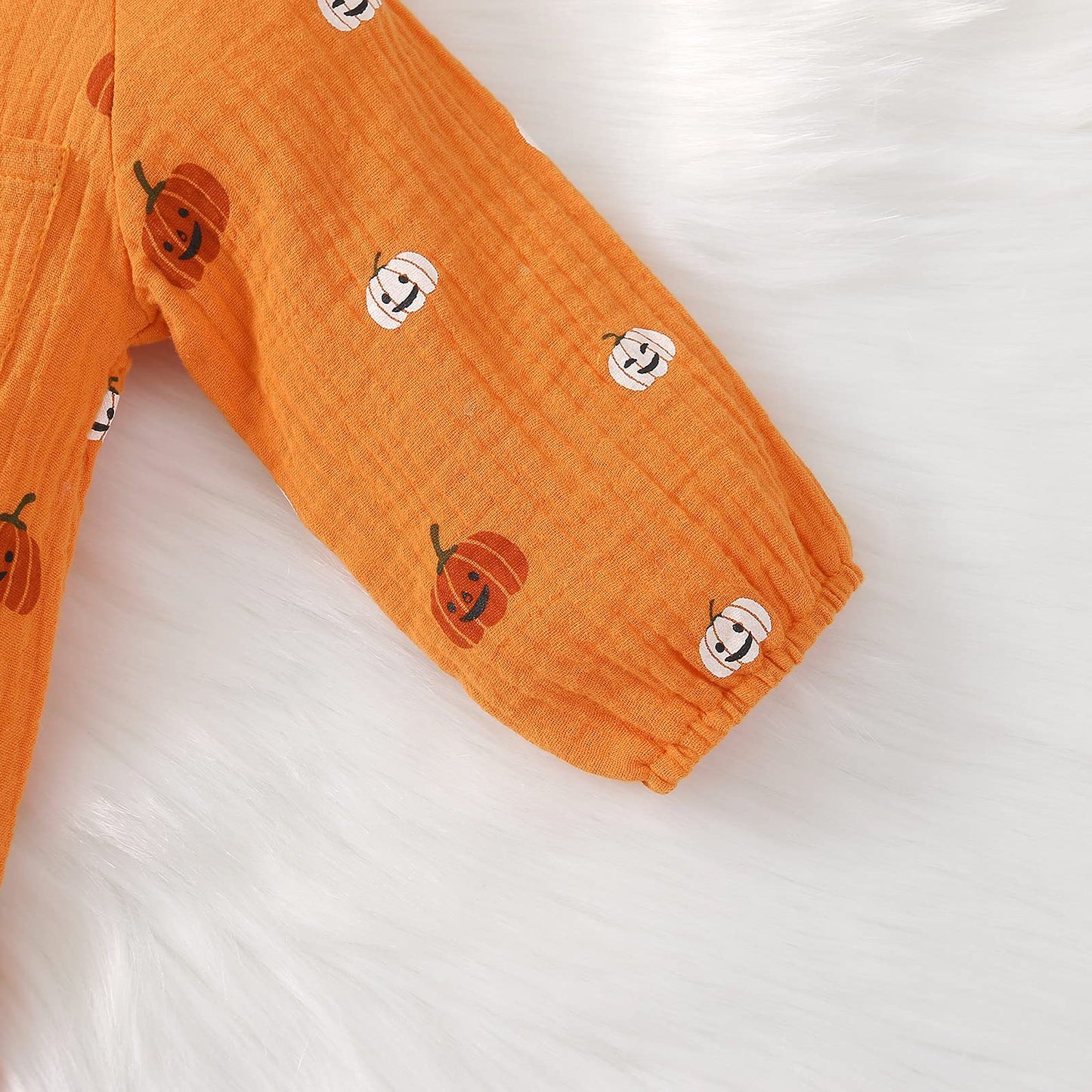 Halloween Baby Boy Girl Outfit Pumpkin Long Sleeve Onesie Romper Jumpsuit Halloween Clothes Girl Boy (Orange,3-6 Months)