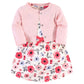 Touched By Nature Baby Girls Organic Cotton And Cardigan Casual Dress, Coral Garden, 0-3 Months Us
