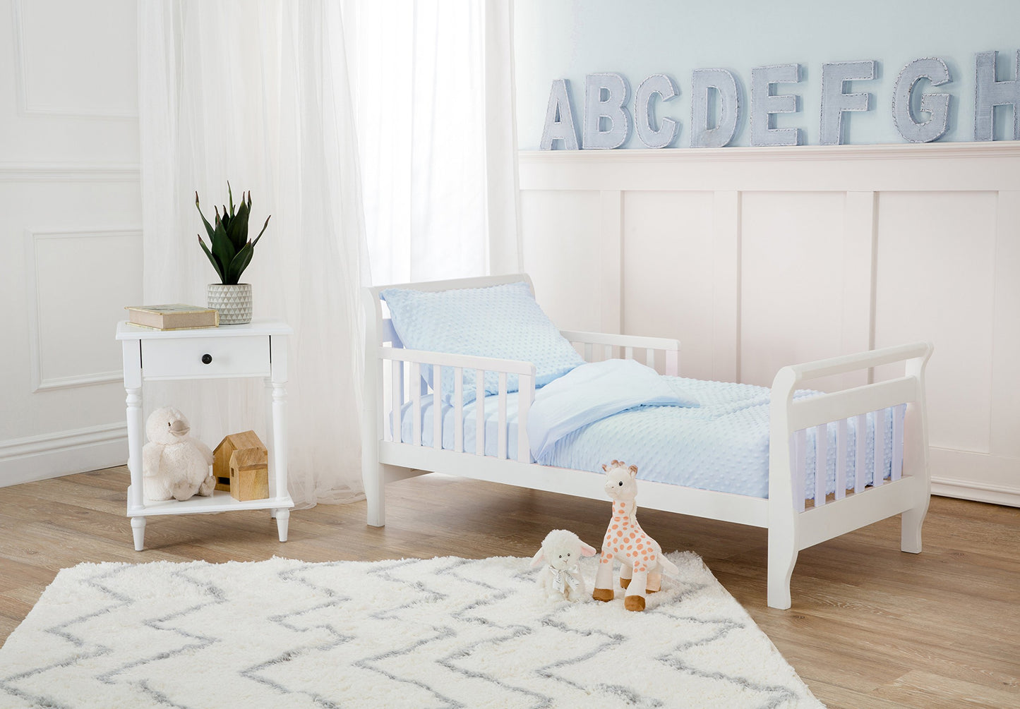 American Baby Company Heavenly Soft Minky Dot Chenille Toddler Bedding Set, Blue, 4 Piece, For Boys And Girls