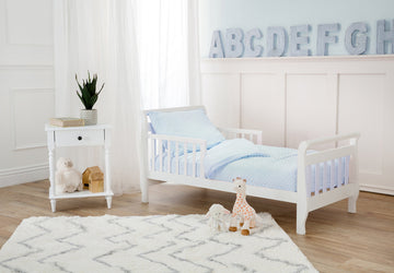 American Baby Company Heavenly Soft Minky Dot Chenille Toddler Bedding Set, Blue, 4 Piece, For Boys And Girls