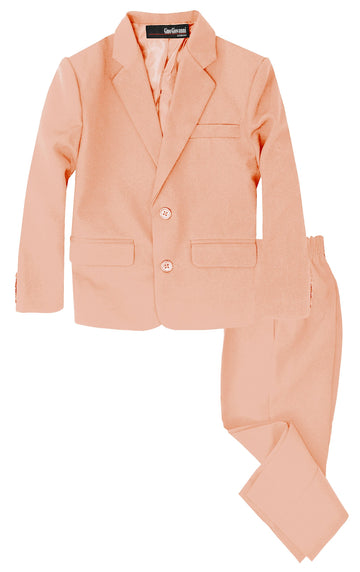 G218 Boys 2 Piece Suit Set Toddler To Teen (3T, Peach)