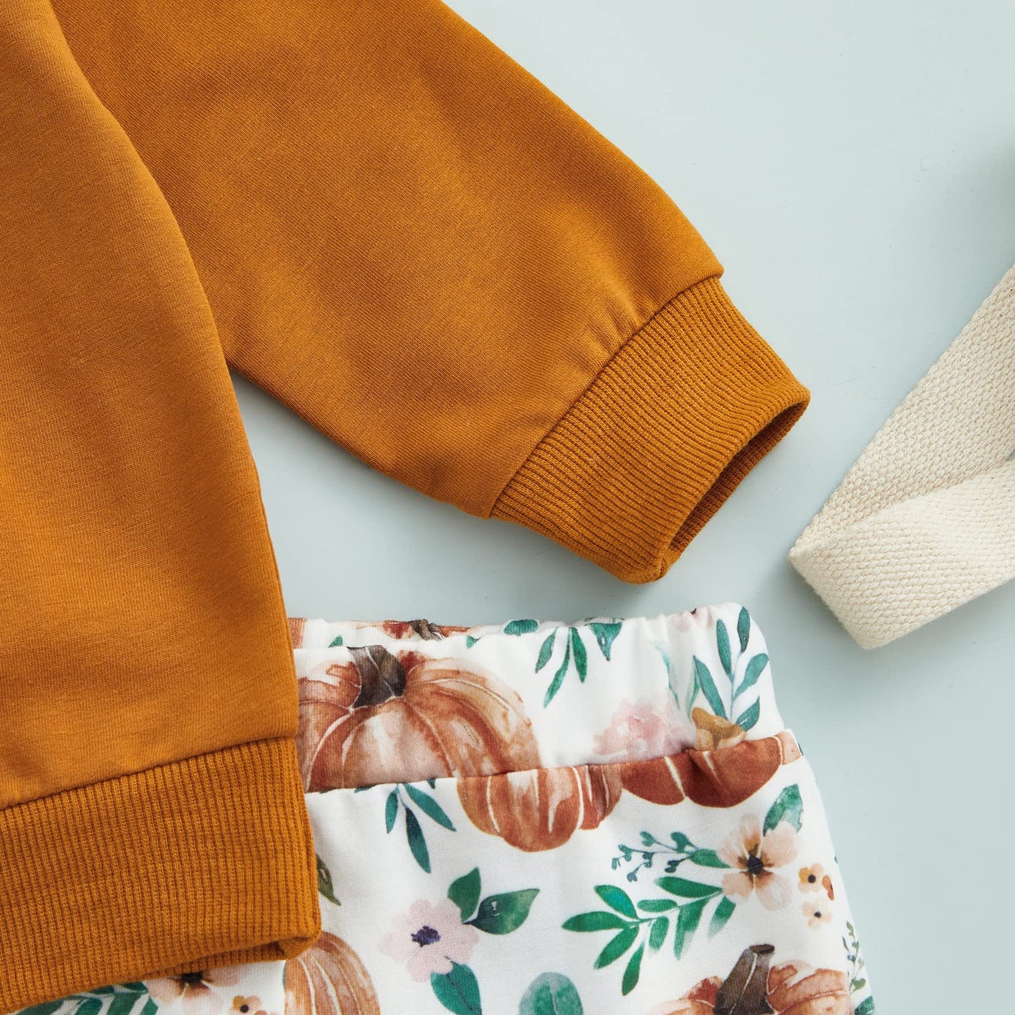 Wybzd Baby Girl Halloween Outfit Pumpkin Pie Crewneck Sweatshirt Shirt Top Bell-Bottom Pants Sets Cute Toddler Clothes Pumpkin F