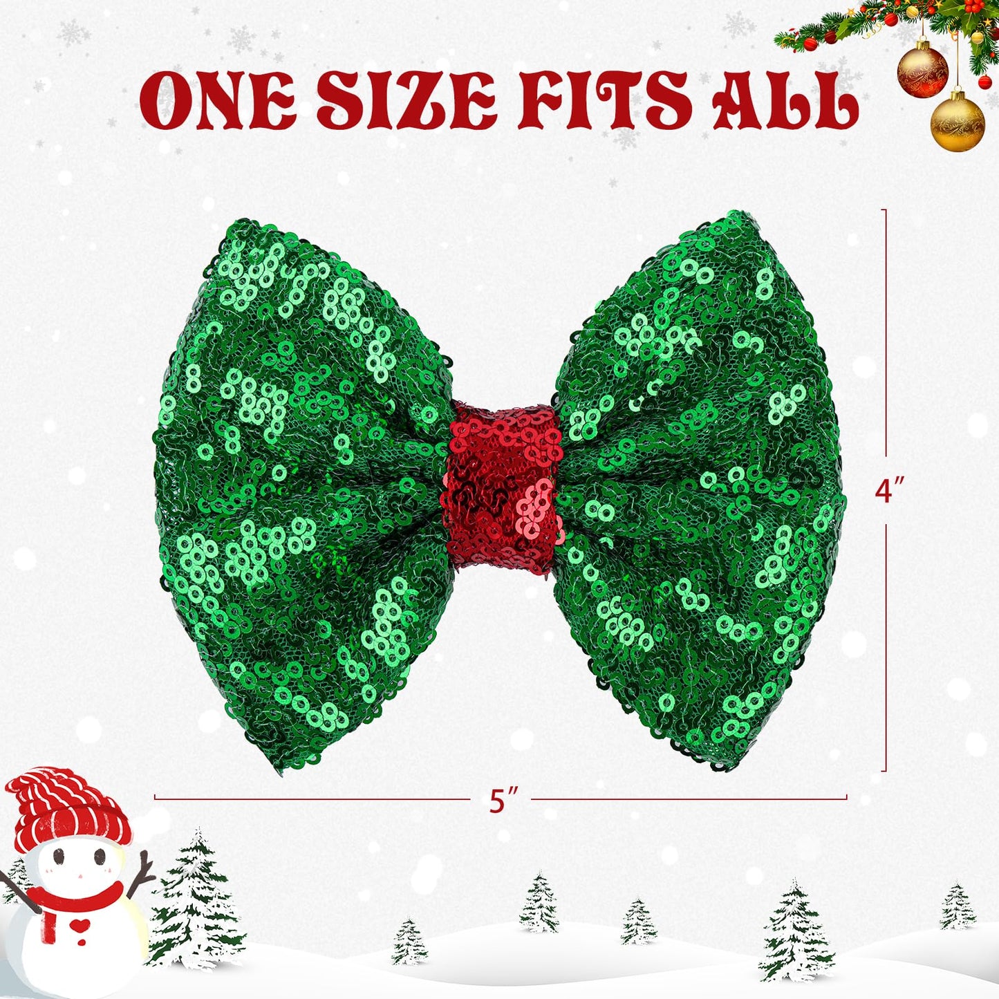 Lanmerry Christmas Hair Accessories - Sequins Bows Alligator Clips With Clips For Girls, Women, Toddlers In Red, White, Green