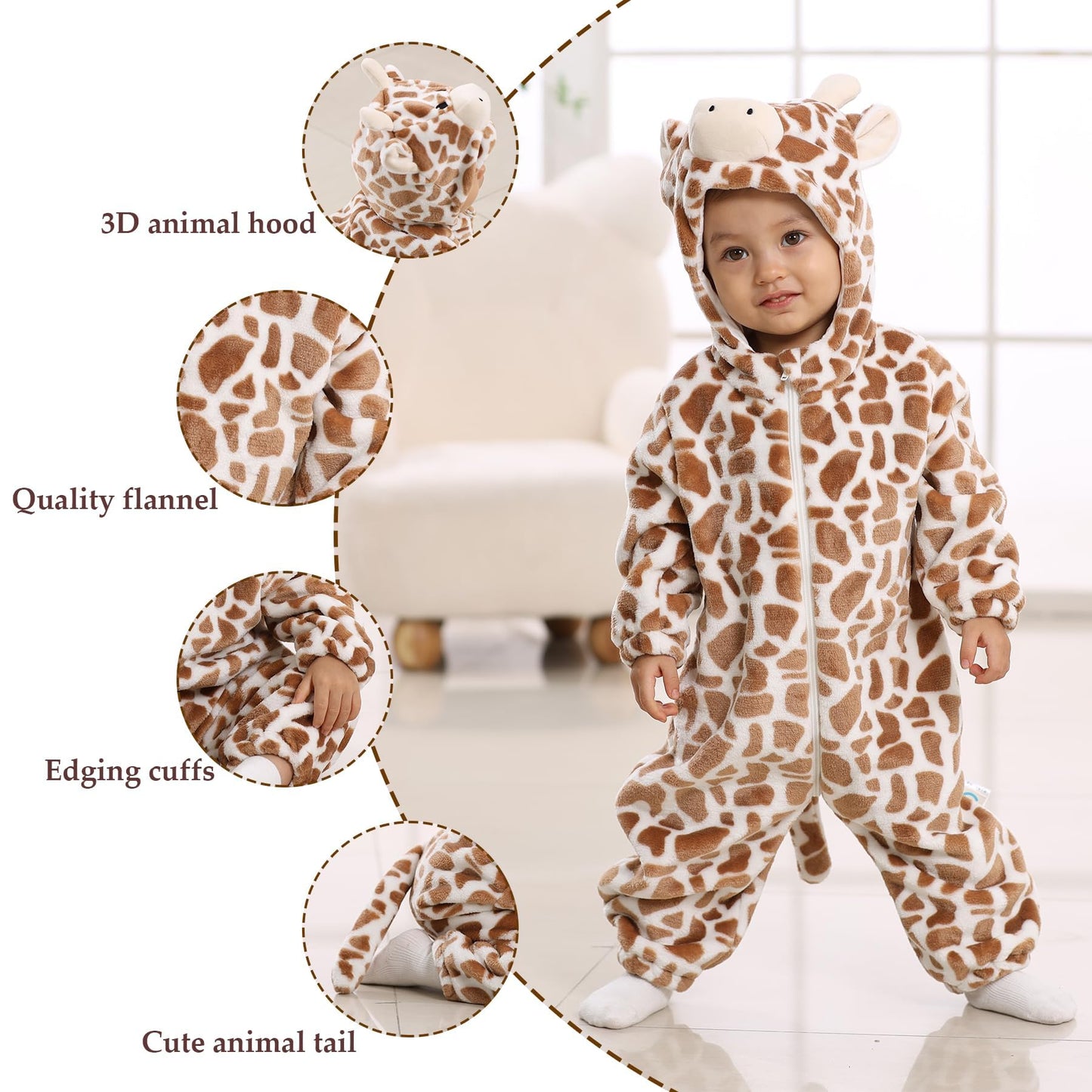 Tonwhar Infant And Toddler Halloween Cosplay Costume Kids' Animal Outfit Snowsuit(4-5T,Brown Cow)