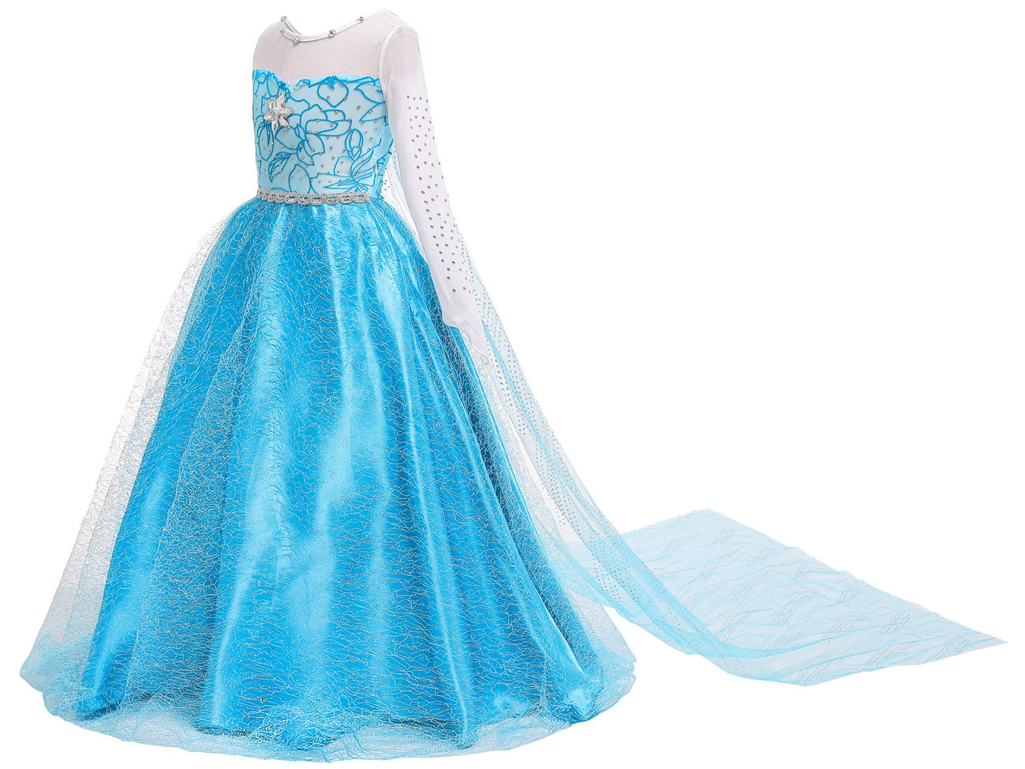 BanKids Princess Costume Birthday Party Dress Up for Little Girls with Wig,Crown,Wand,Gloves Accessories 6-7Years(Q89,130)