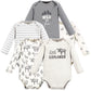 Touched By Nature Unisex Baby Organic Cotton Long-Sleeve Bodysuits, Neutral Woodland, 0-3 Months