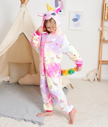 Kids Unicorn Onesie Animal One Piece Pajamas Halloween Costumes (Auspicious Cloud Flying Horse, 8-10 Years)