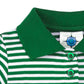 College Baby Striped Game Day Polo Dress With Bloomer - North Dakota Fighting Hawks Logo - Kelly/White - 3-6 Months