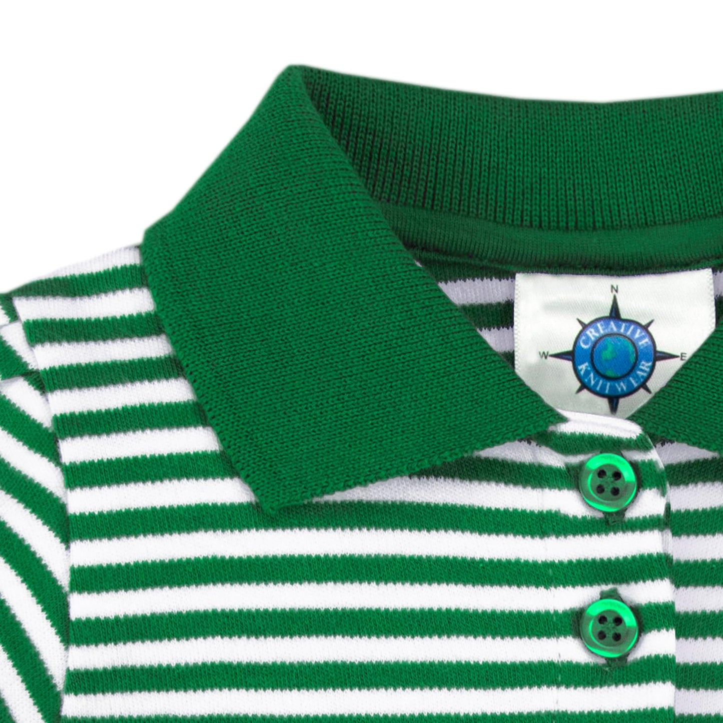College Baby Striped Game Day Polo Dress With Bloomer - North Dakota Fighting Hawks Logo - Kelly/White - 3-6 Months