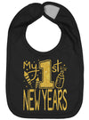 Aiden'S Corner Cute Handmade Holiday Baby 1St New Year Bibs - Infant Boy Girl Gold Flake My First New Years Bib (Black)