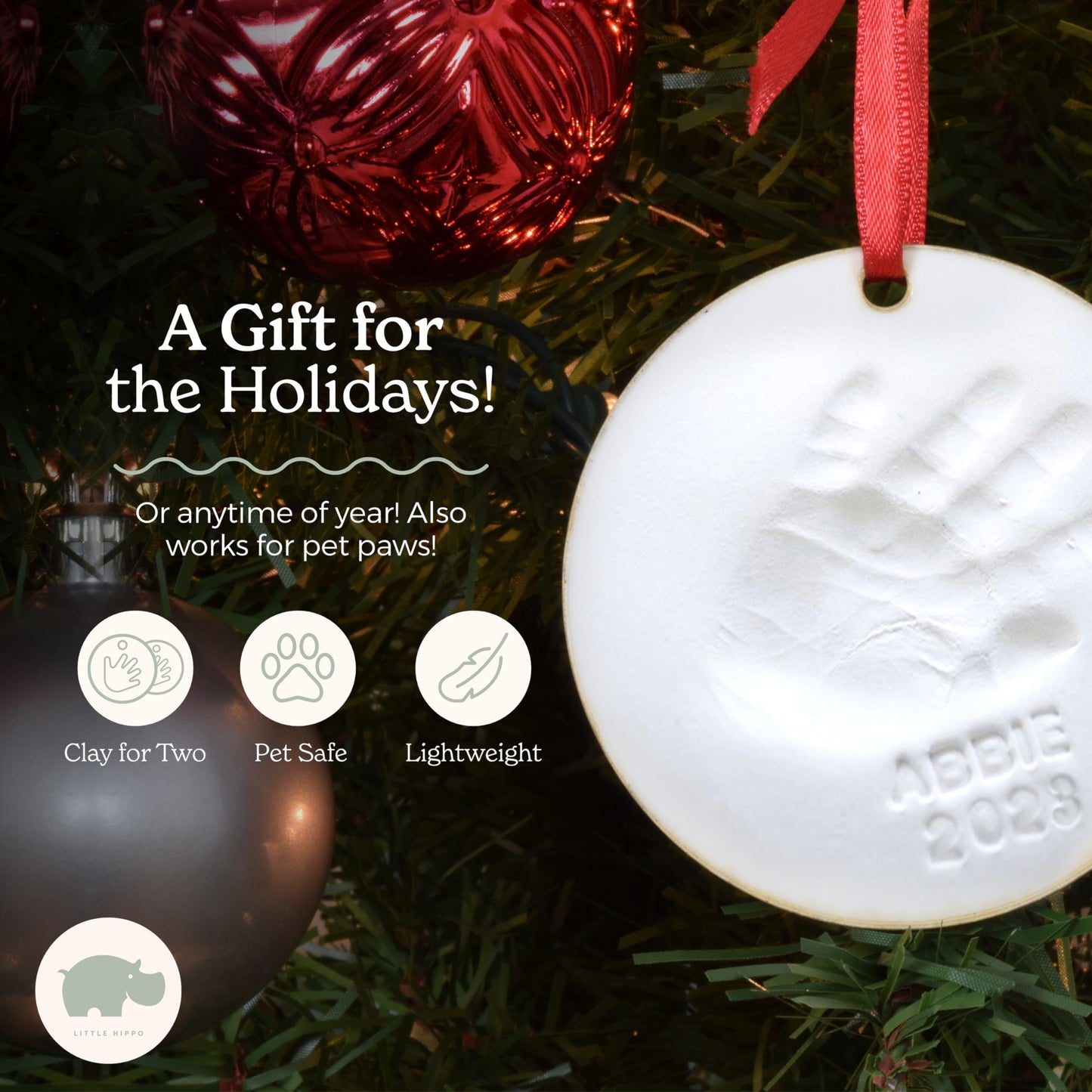 Little Hippo Baby Ornament Keepsake Kit 2 Easels! Baby Shower Gifts, Baby Footprint Kit And Handprint Kit, Handprint Mothers Day