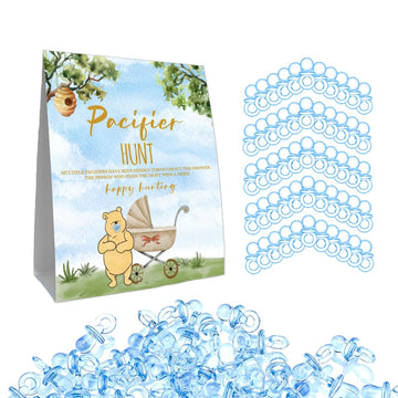 Guawubiang Winnie Pacifiers Hunt For Baby Shower Game, Mini Pacifiers Baby Shower Game Set, 50Pcs Blue Mini Pacifiers Decor, Pac