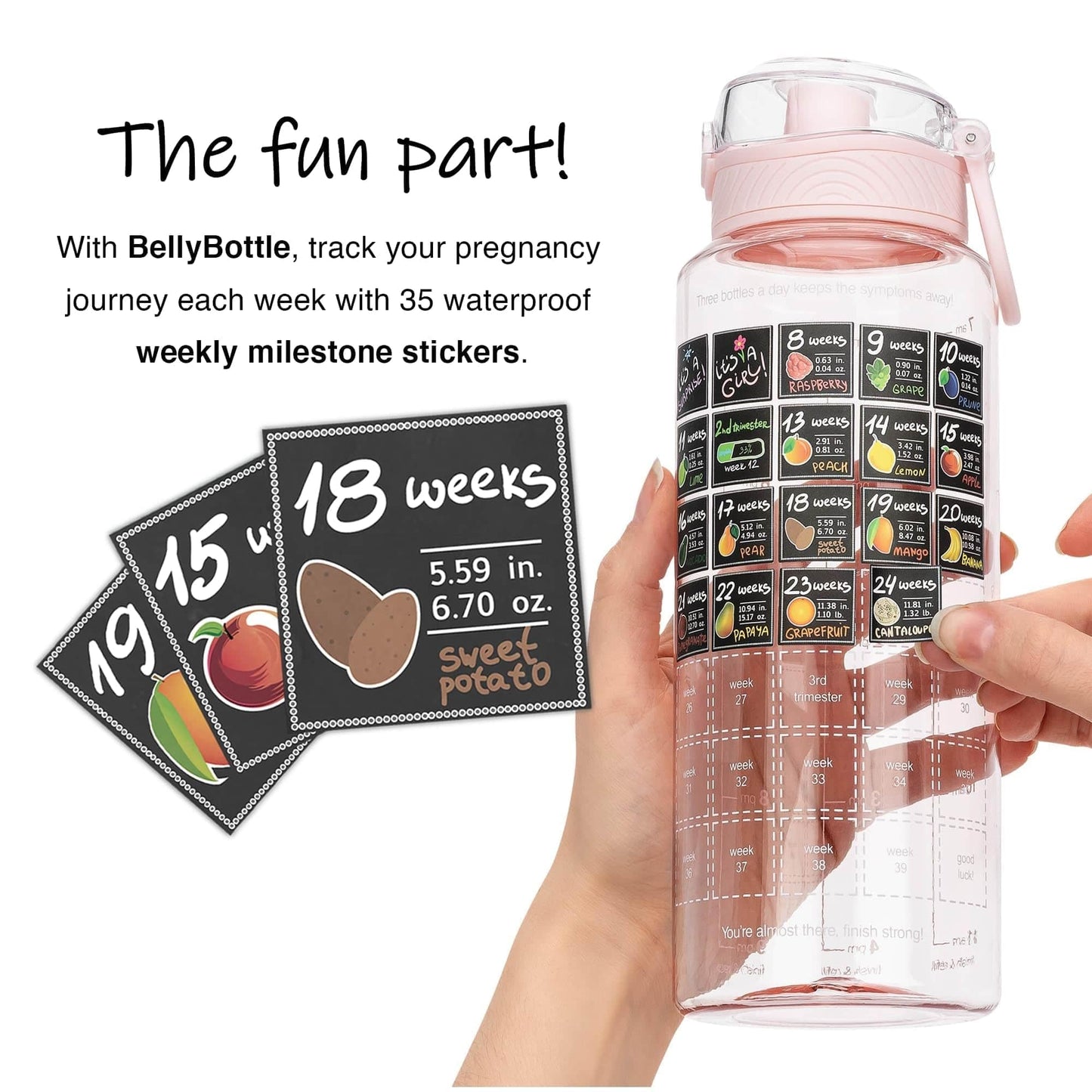 Bellybottle Pregnancy Water Bottle Tracker - Pregnancy Must Haves - Pregnancy Gifts For Expecting Mom - Pregnancy Essentials Nau