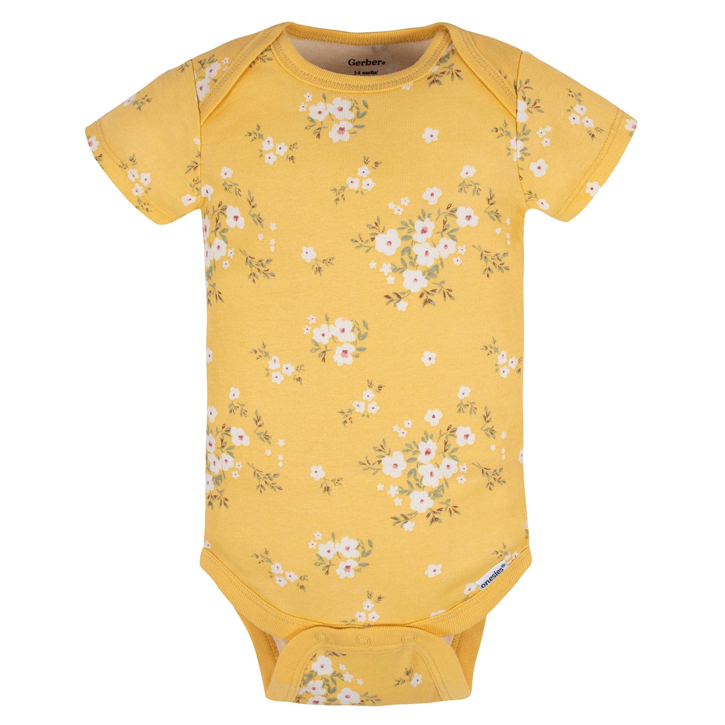 Gerber Baby Girls 5-Pack Short Sleeve Variety Onesies Bodysuits Golden Floral 12 Months
