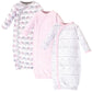 Touched By Nature Baby Girls Organic Cotton Kimono Nightgown, Pink Gray Elephant, 0-6 Months Us