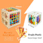 HELLOWOOD Montessori Toys for 1+ Year Old, Wooden Sorter Cube with 8pcs Rattling Shapes, Developmental Learning Toy Gifts for Ba