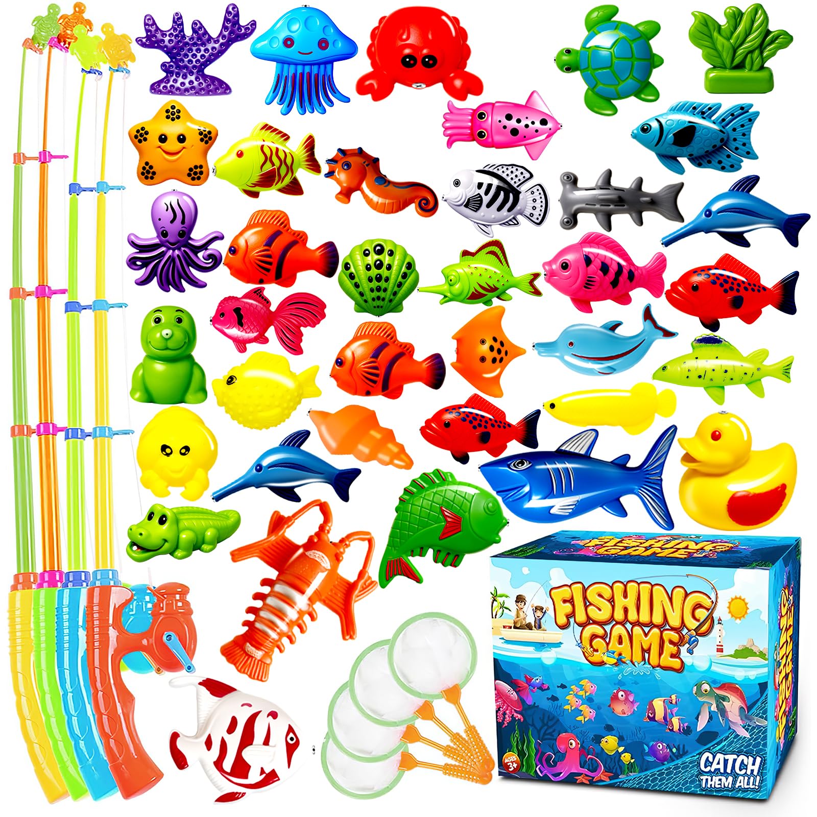 Goody King Magnetic Fishing Game Pool Toys for Kids - Bath Outdoor Indoor Carnival Party Water Table Toys Fish for Kids Age 3 4 