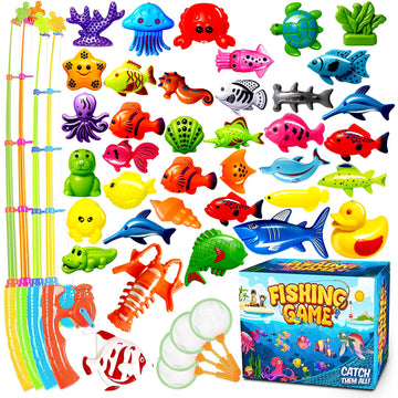 Goody King Magnetic Fishing Game Pool Toys for Kids - Bath Outdoor Indoor Carnival Party Water Table Toys Fish for Kids Age 3 4 