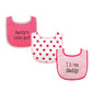 Luvable Friends Unisex Baby Cotton Drooler Bibs With Fiber Filling, Girl Daddy 3-Pack, One Size