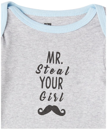 Hudson Baby Baby Girls Cotton Long-Sleeve Bodysuits T Shirt Set, Handsome Fella, 9-12 Months Us