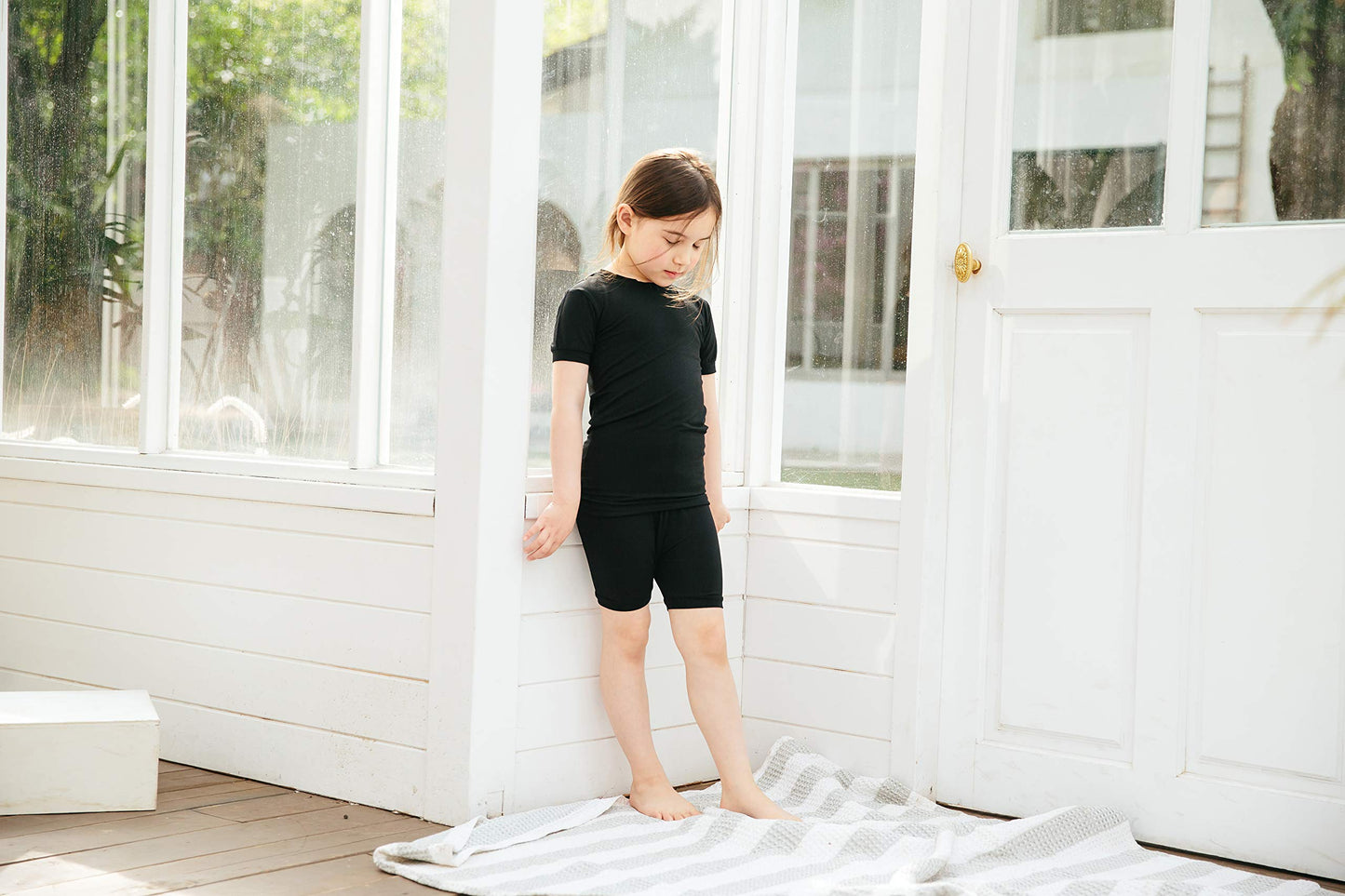 Vaenait Baby Infant Kids Toddler Short Sleeve Sleepwear Pajamas 2Pcs Set Colorful Black M