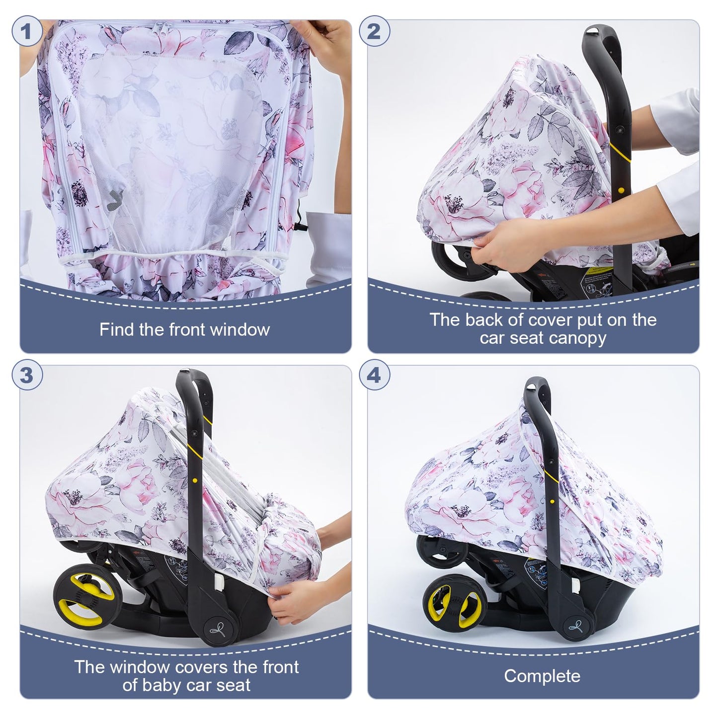 Car Seat Cover Baby, Infant Car Seat Cover With Mesh Window, Stretch Carseat Cover For Girls Boys, Soft Breathable Baby Carrier
