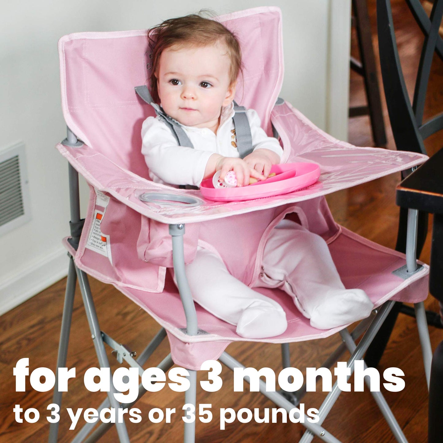ciao! baby Portable High Chair for Babies and Toddlers, Fold Up Outdoor Travel Seat with Tray and Carry Bag for Camping, Picnics