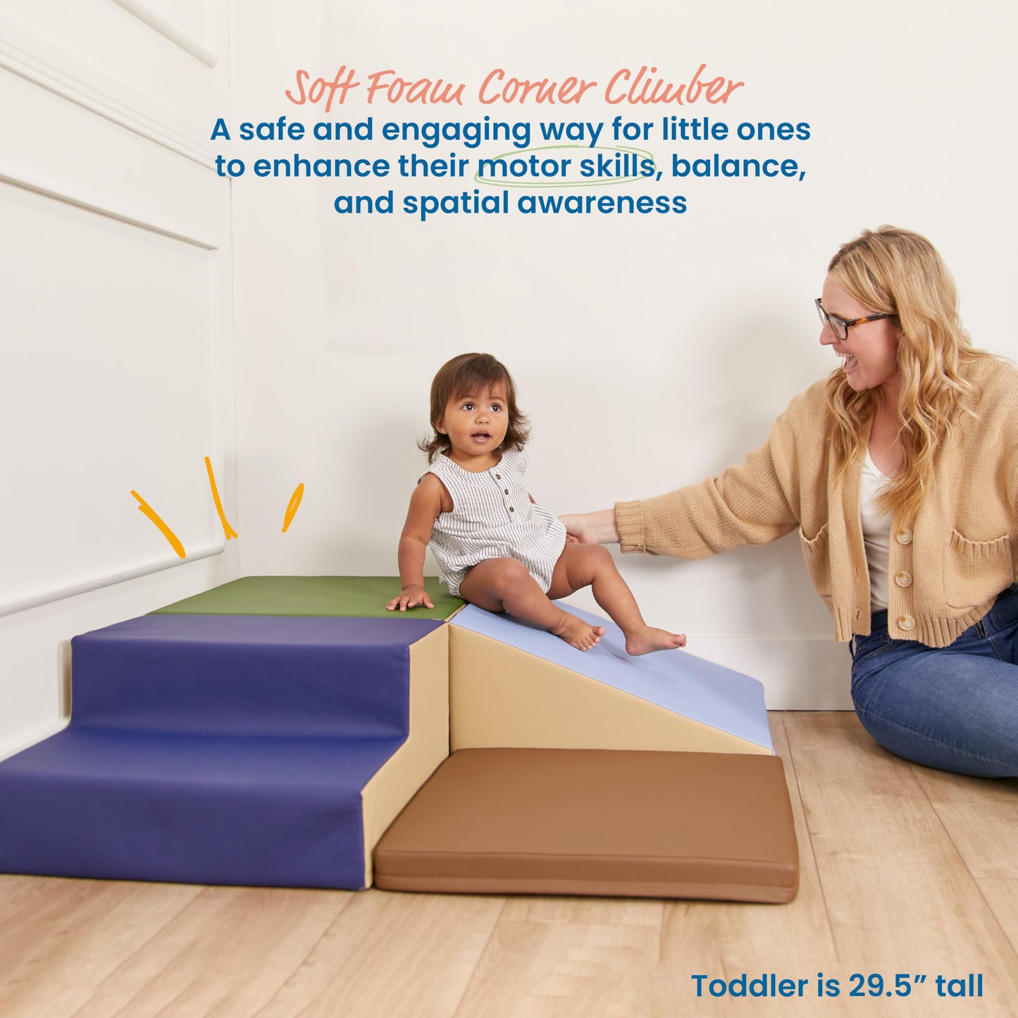 Ecr4Kids Softzone Little Me Corner Climber, Toddler Playset, Earthtone, 4-Piece