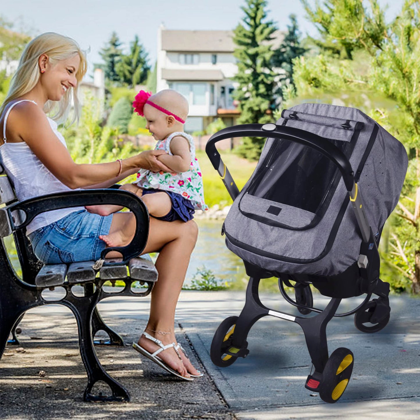 Car Seat Rain Cover,Universal Baby Stroller Accessory For Infant Car Seat Stroller,Waterproof, Windproof Protection,Protect From