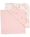 Carters Baby Hooded Towels, 2-Pack Light Pink - Soft Absorbent Terry, 29    x 29   , Cotton Blend Infant Bath Towels for Newbor