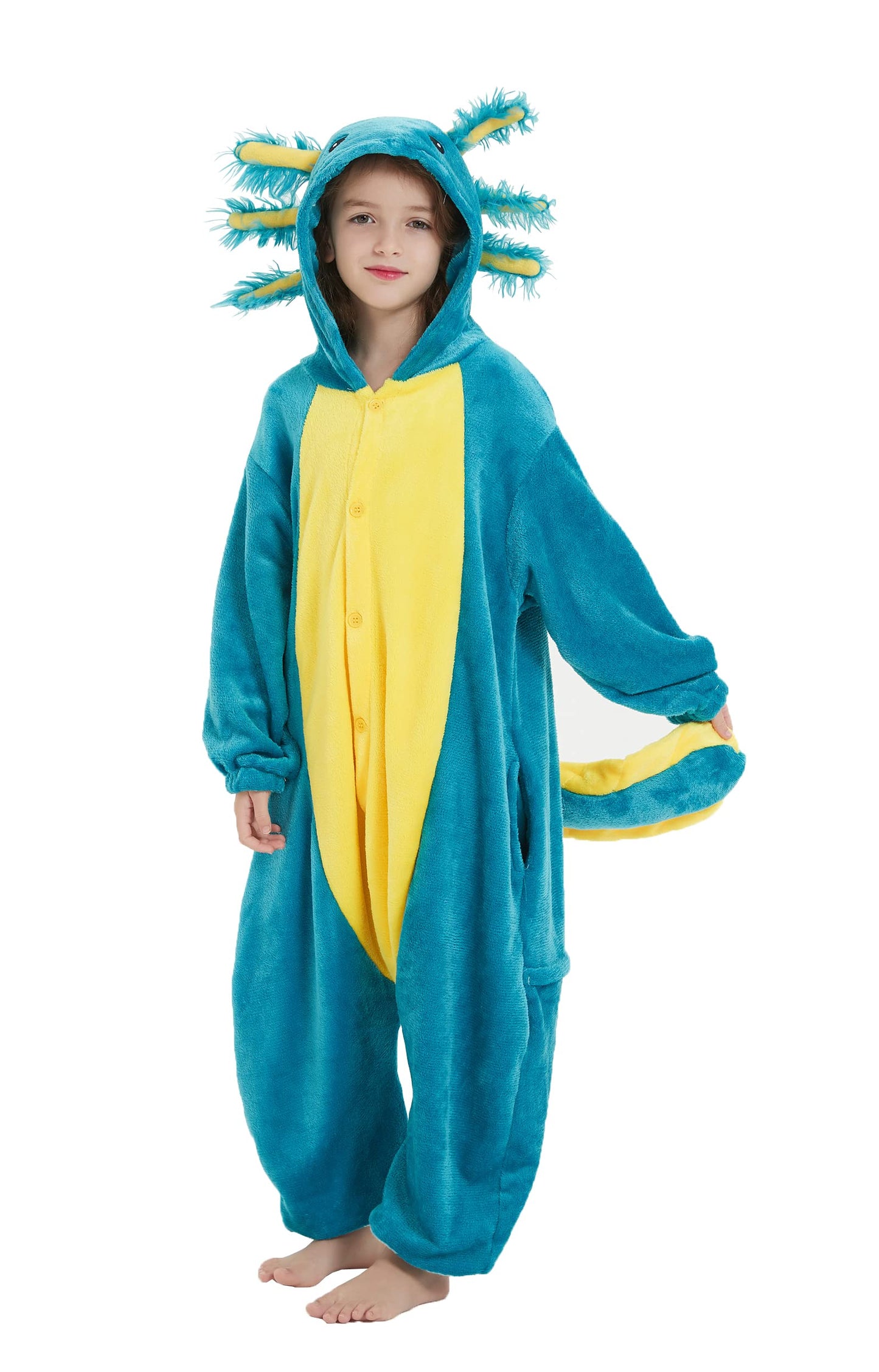 Atoz Onesie For Kids, Animal Pajamas Halloween Cosplay Costume For Girls Boys, Axolotl 12-13Y